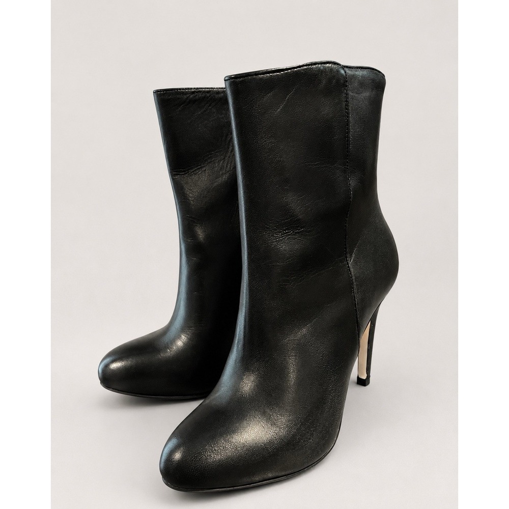 Louise et Cie Valmorel Black Leather Ankle Boots Womens Size 7M‎ Stiletto